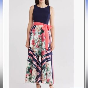 Eliza J Twofer Scarf Print Maxi Dress
